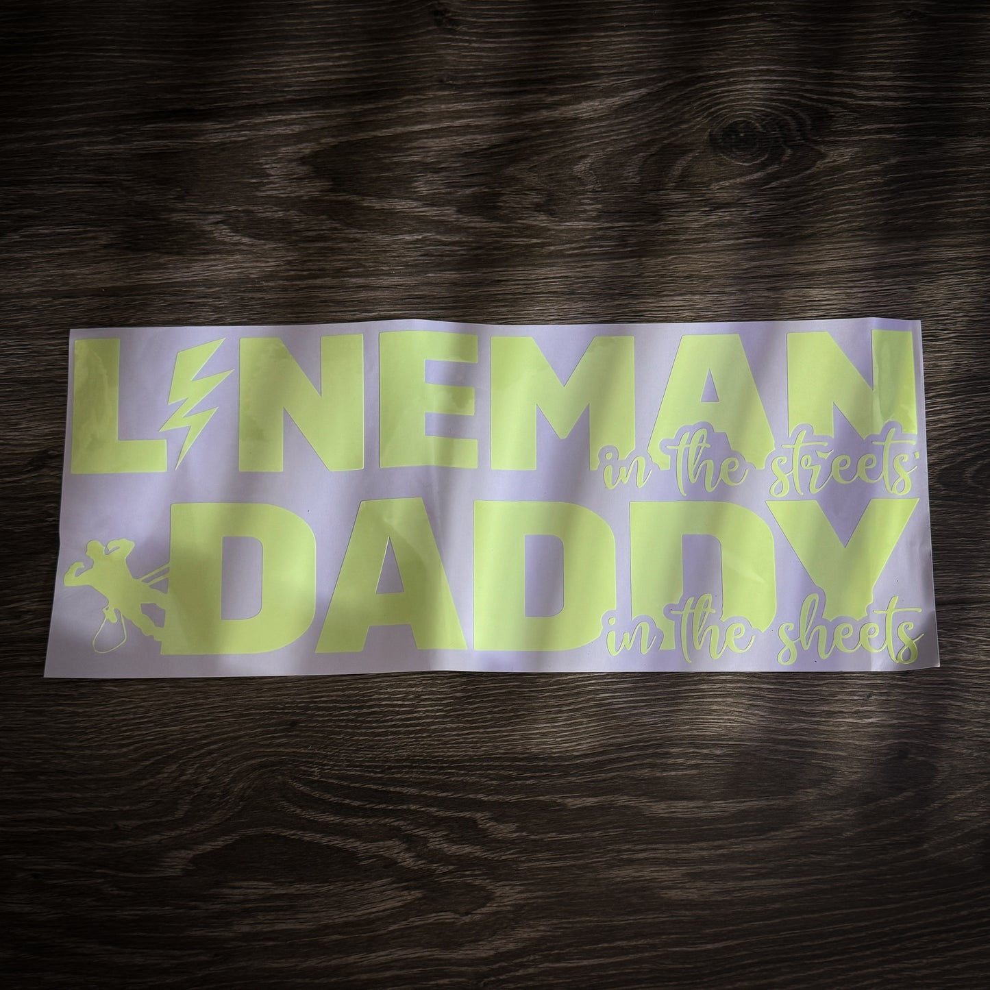 LineMan On The Streets, Daddy In The Sheets- glow in the dark wall transfer sticker