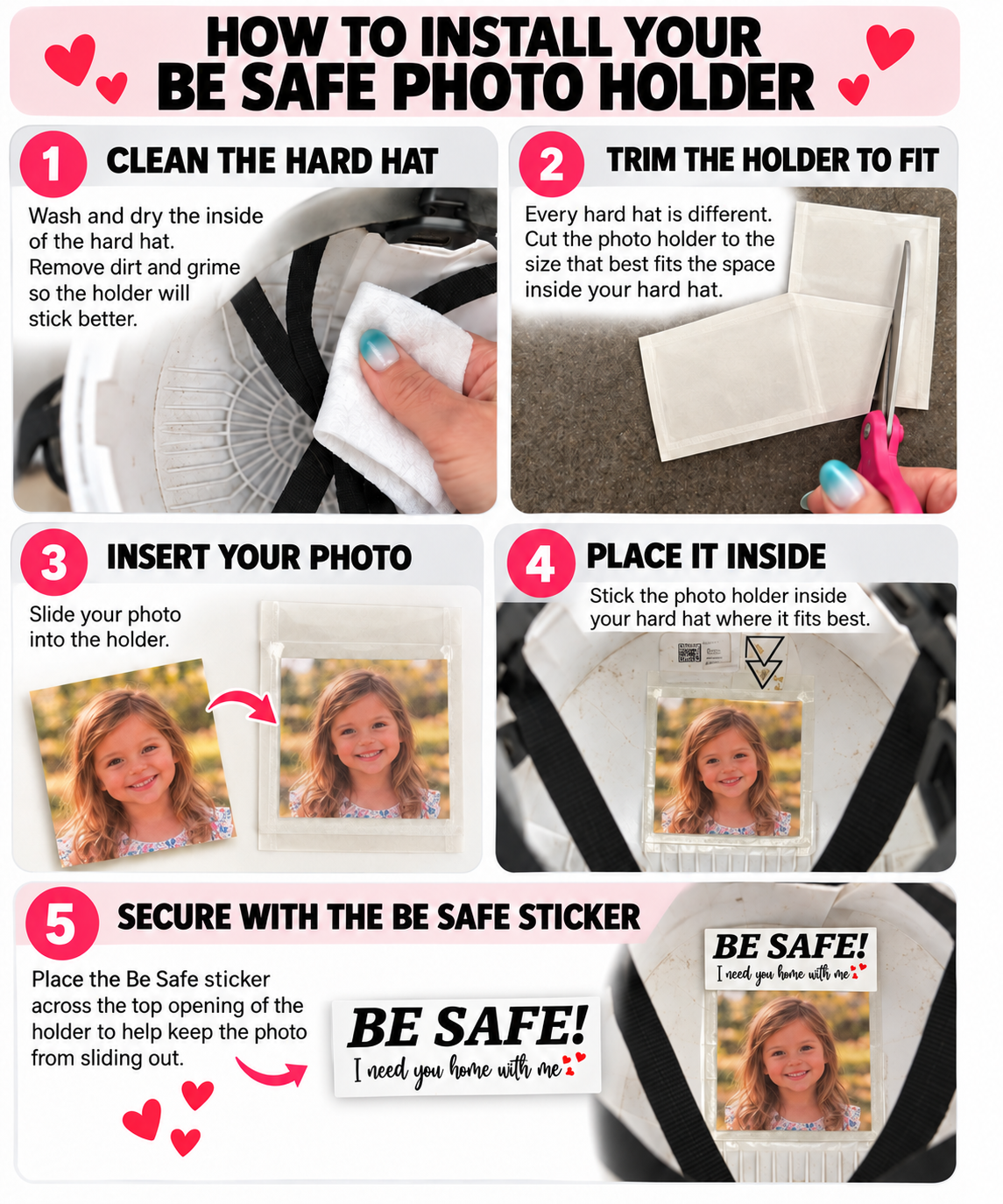 Be Safe I Need You Home With Me - Hard Hat Photo Holder