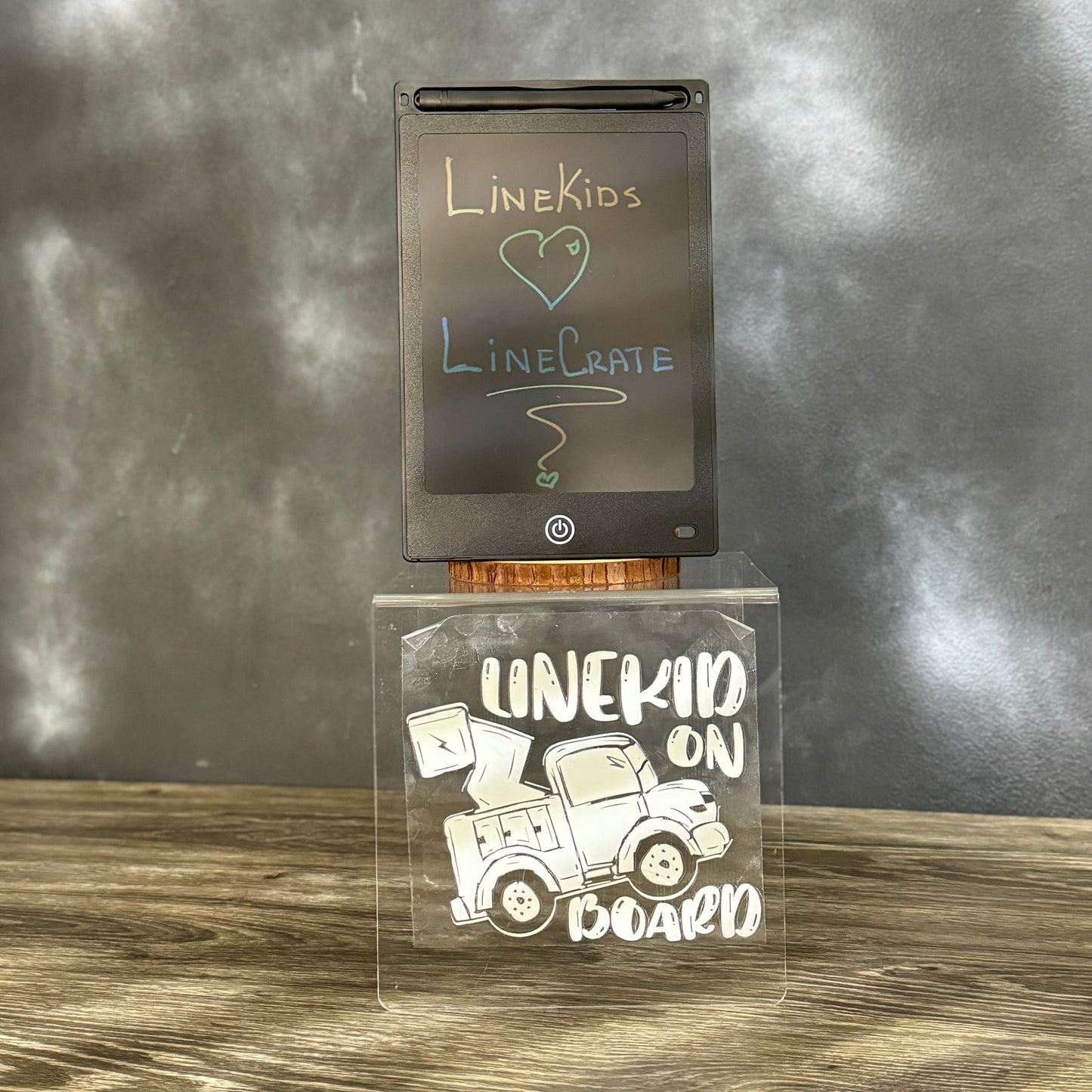 Creative On-The-Go Kit: LineKid LCD Writing Tablet & On Board Car Sticker