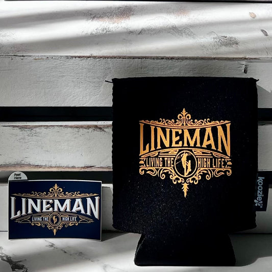 "Living The High Life" Magnetic Koozie With Matching Sticker