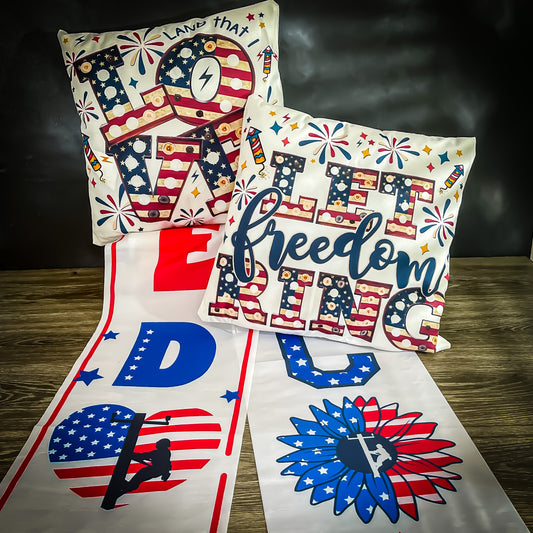 Let Freedom Ring Reversible Throw Pillow Cover + Patriotic Porch Signs