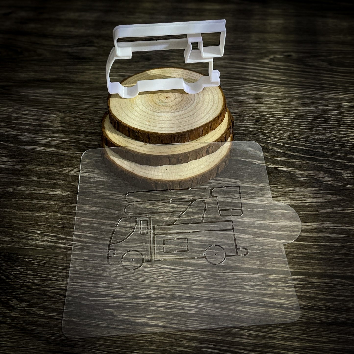 Bucket Truck Cookie Cutter And Bucket Truck Stencil