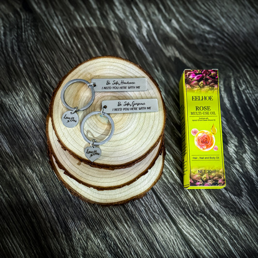 LineMan & LineBabe 'Be Safe' Keychain Set + LineBabe Essential Oil Set