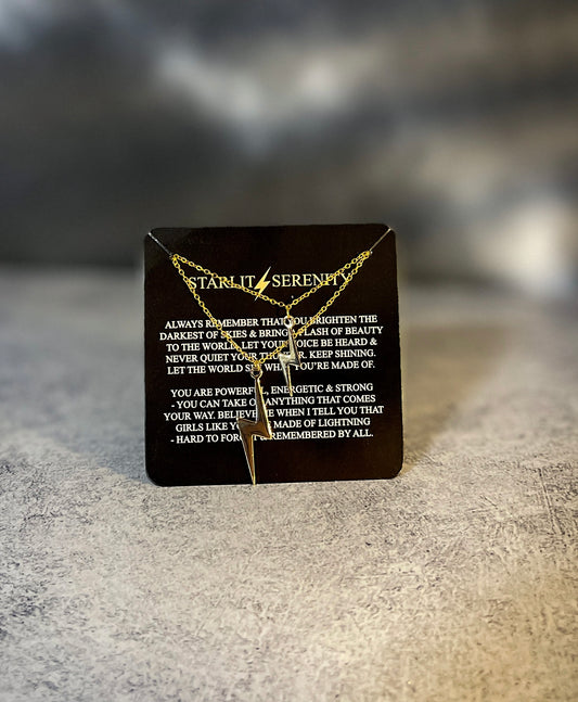 Starlit Serenity Double Lightning Bolt Necklace