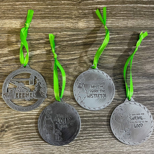 4 Piece Grinch Ornament Set