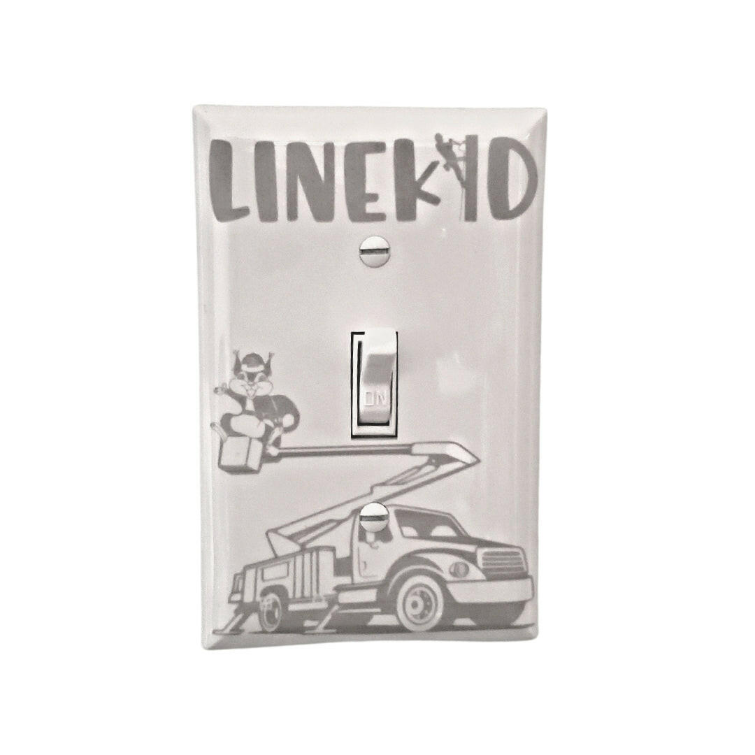 LineKid single light switch plate shown on wall