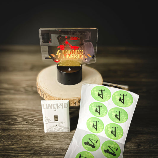 LineKid bedroom set - party and night light with remote, glow in the dark moon stickers, LineKid light switch cover plate