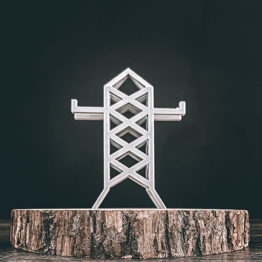 A Transmission Tower measuring 6 inches high and 4.5 inches wide, proudly made in the USA.