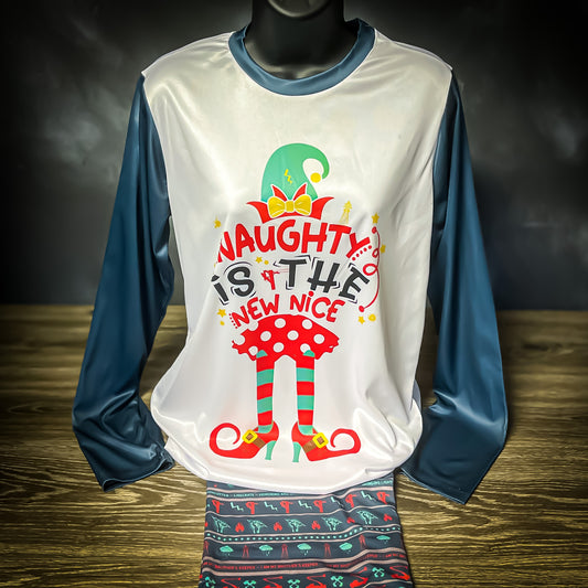 LineLady Elf Christmas Loungewear Set "Naughty Is The New Nice"