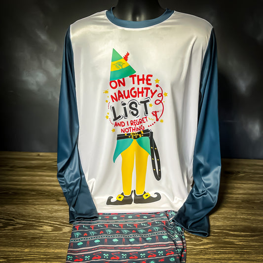 LineMan Elf Christmas Loungewear Set "On The Naughty List And I Regret Nothing"