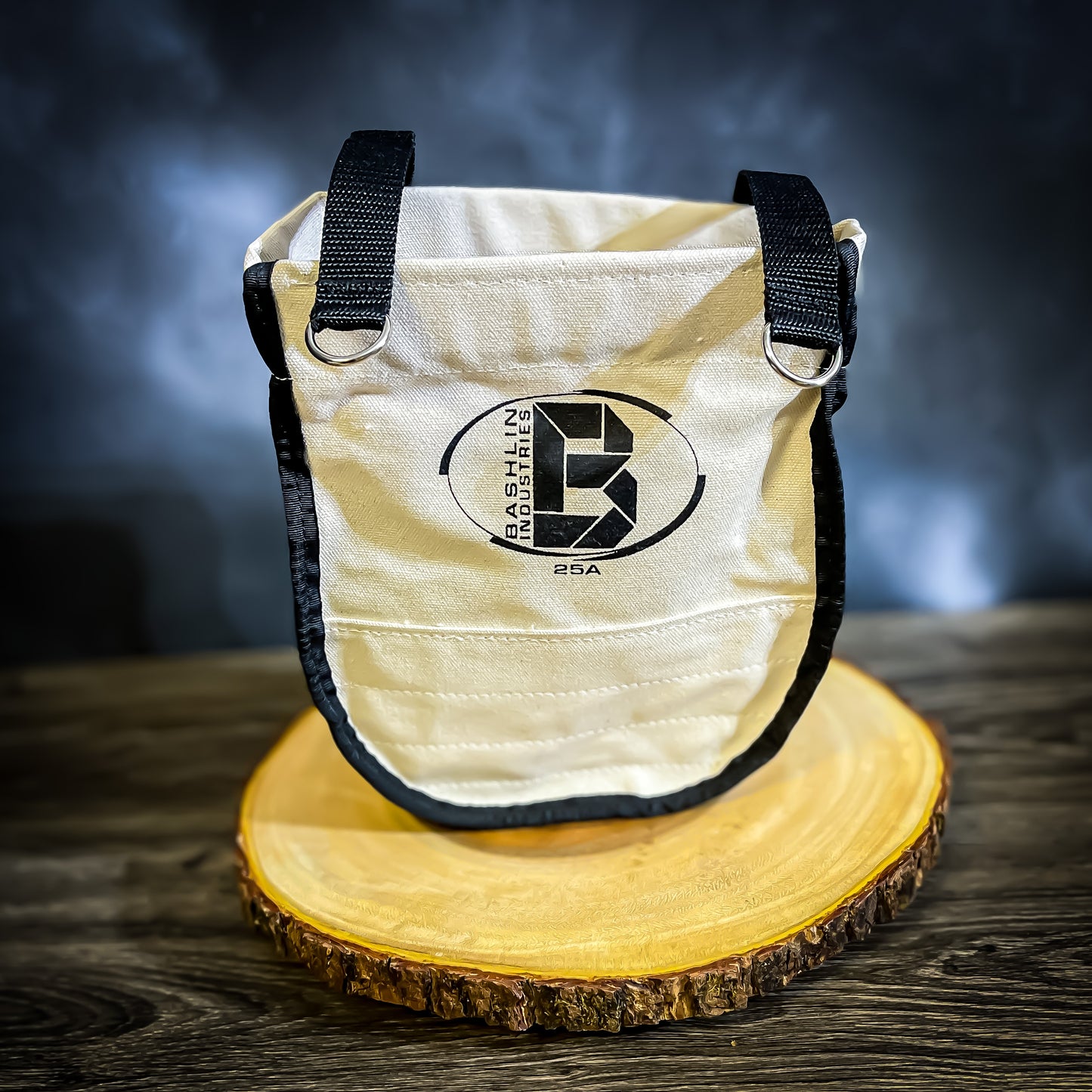 Bashlin Canvas Tool Bucket with reinforced rings, perfect for linemen and blue-collar workers