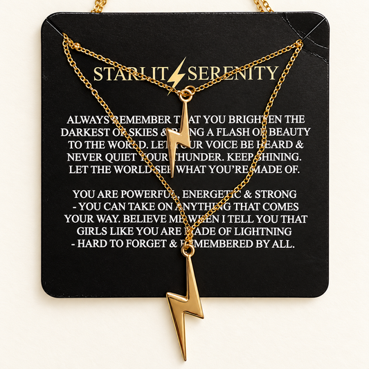 Starlit Serenity Double Lightning Bolt Necklace