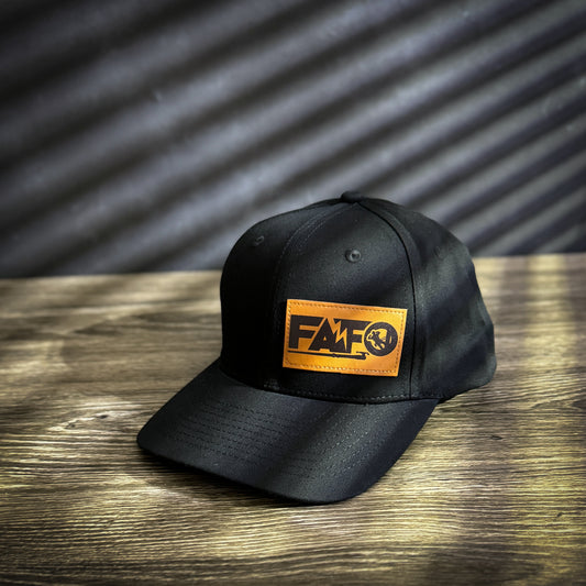 Black snapback hat featuring the FAFO logo patch, with mesh backing for breathability.