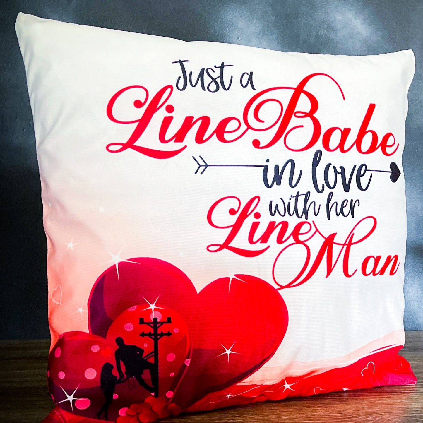 Just A LineBabe In Love With Her LineMan Pillow Throw