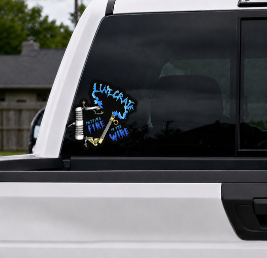 Putting Fire In The Wire Lineman Car Decal