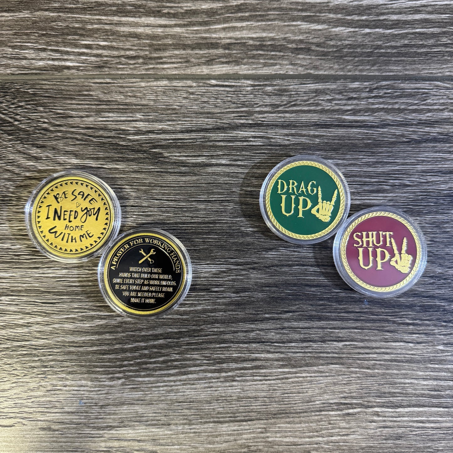 “Be Safe, I Need You Here With Me" Challenge Coin - Working Man's Prayer EDC Gift