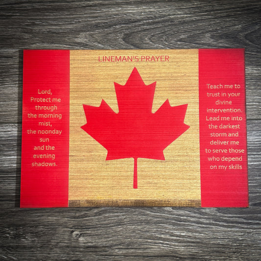 Lineman’s Prayer Wood Sign – Canada Flag