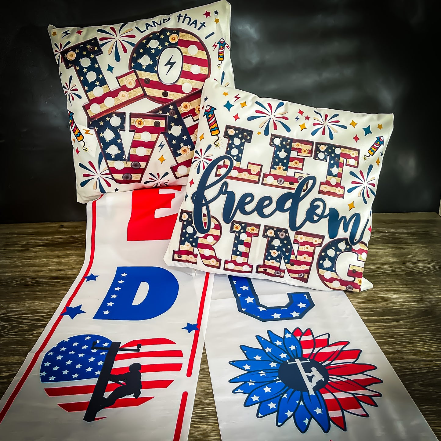 Let Freedom Ring Reversible Throw Pillow Cover - Welcome & Freedom Porch Signs