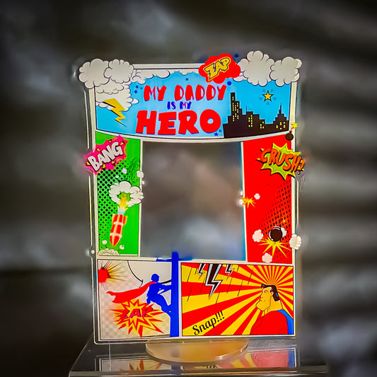 Superhero Themed Picture Frame "My Daddy Is My Hero".