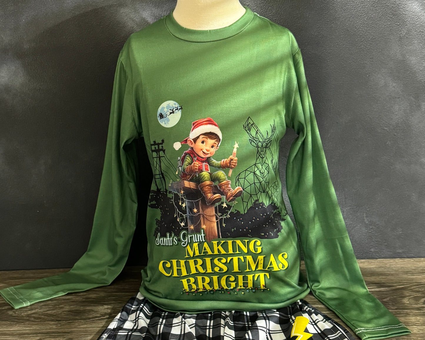 LineKid Christmas Shirt "Santa's Grunt, Making Christmas Bright"