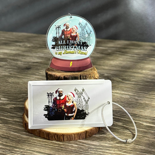 LineBabe Santa Luggage Tag And Ornament- All I want for Christmas is my LineMan's Kisses