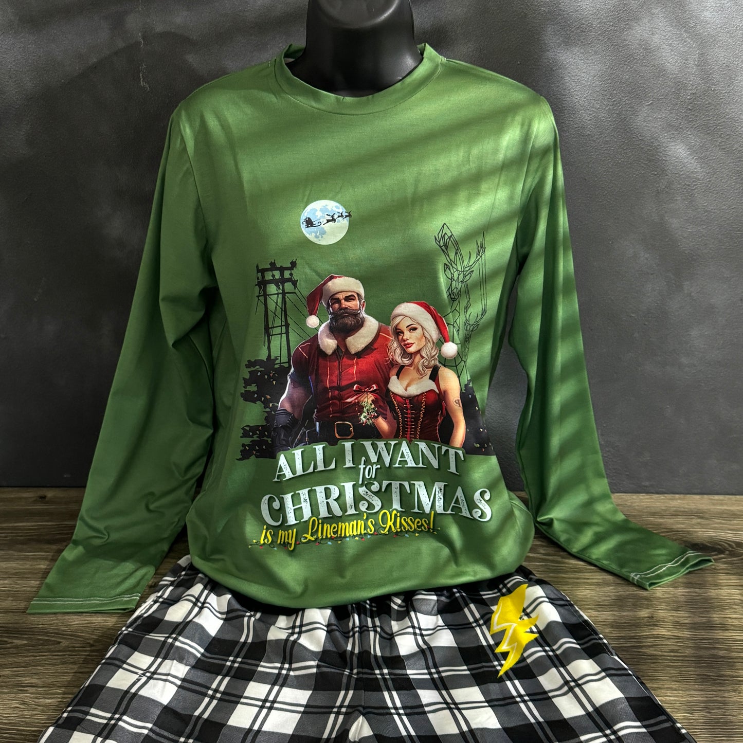 LineBabe Santa Christmas Pants "All I want for Christmas is my LineMan's Kisses"