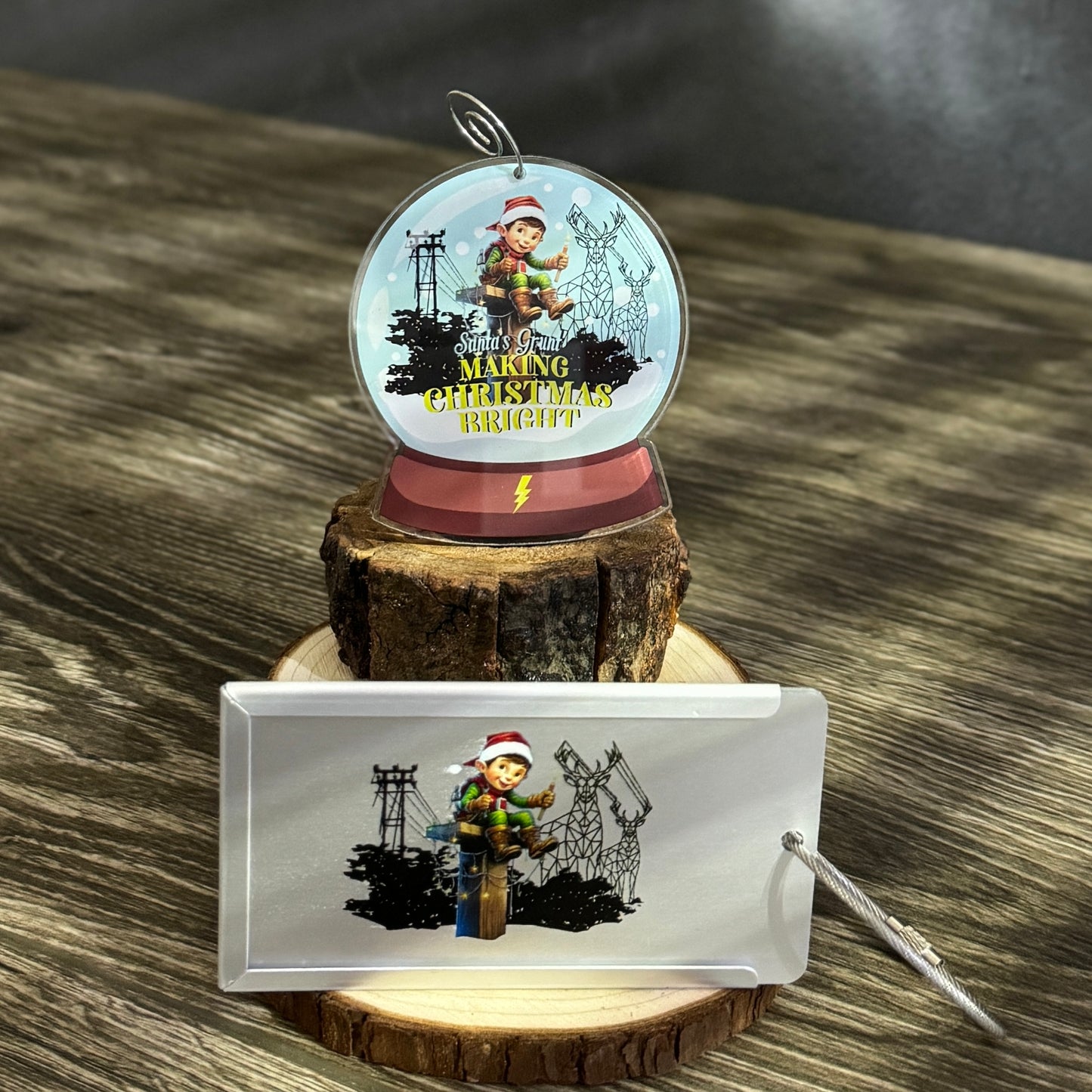 LineKid Luggage Tag And Ornament- Santa's Grunt, Making Christmas Bright