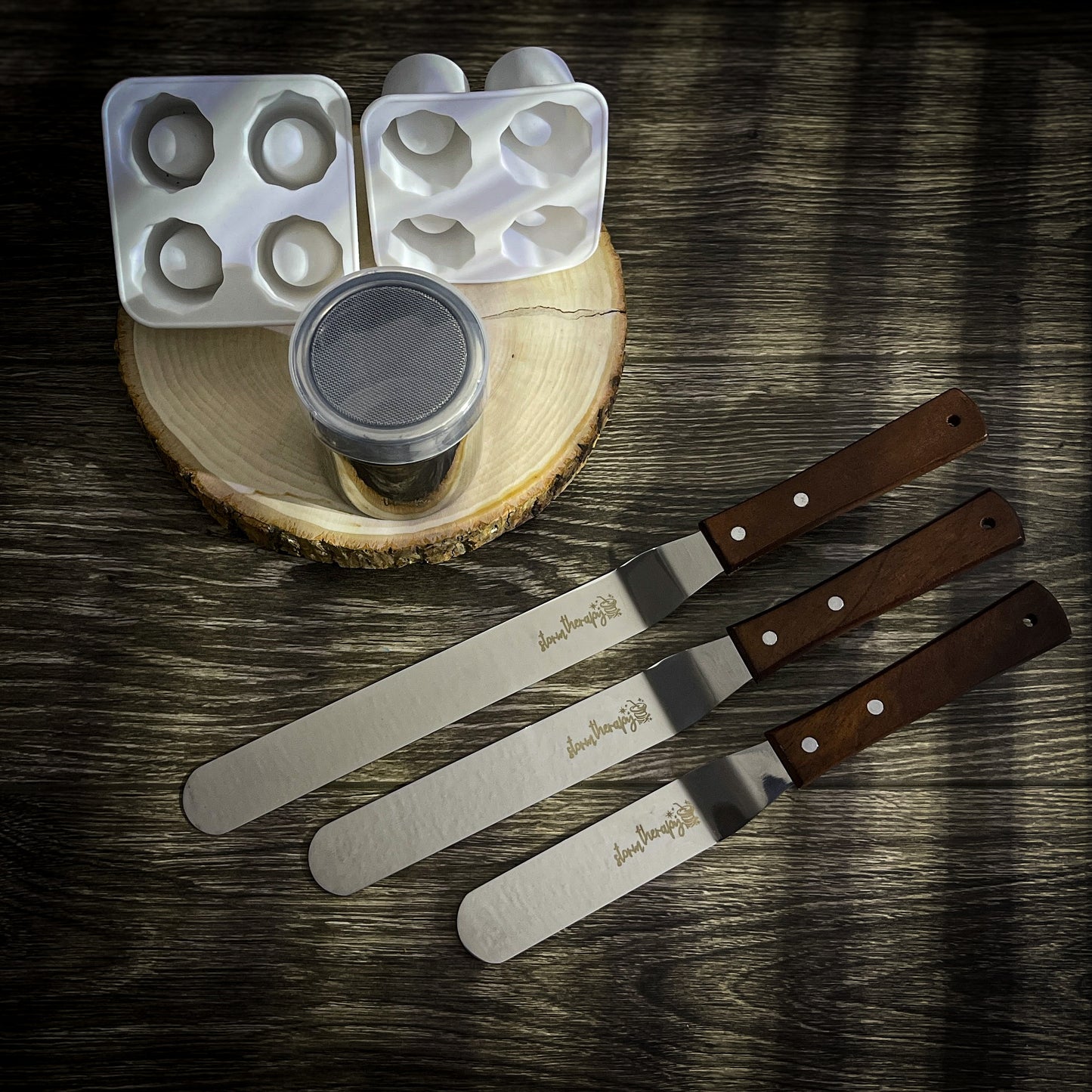 "Storm Therapy" Baking Essentials - Cookie Shot Glass Molds - Baking Spatulas Set - Strainer