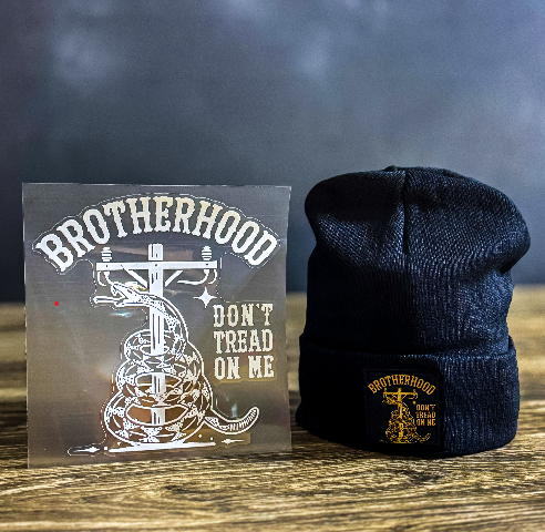 Brotherhood “Don’t Tread On Me” Cotton Beanie + 7” Car Window Sticker  *60% off at checkout