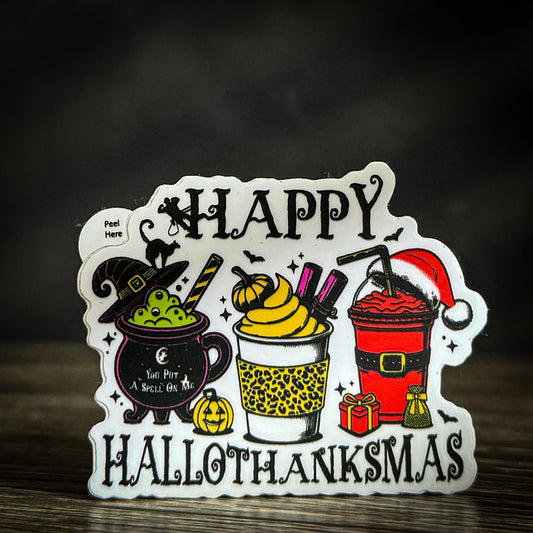 Happy Hallothanksmas sticker