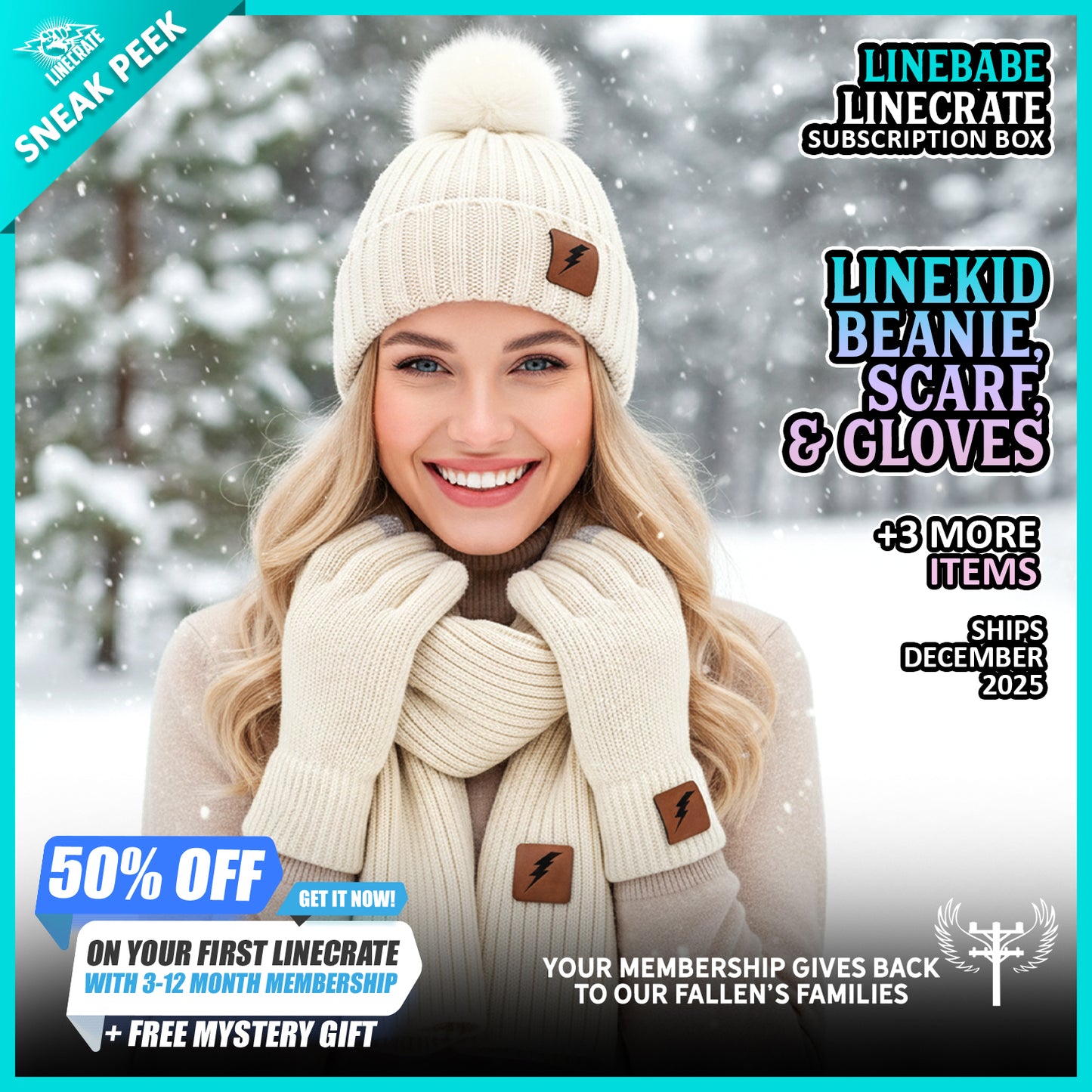 LINEBABE LINECRATE SUBSCRIPTION BOX -  Beanie, Scarf & Gloves Set Sneak peek