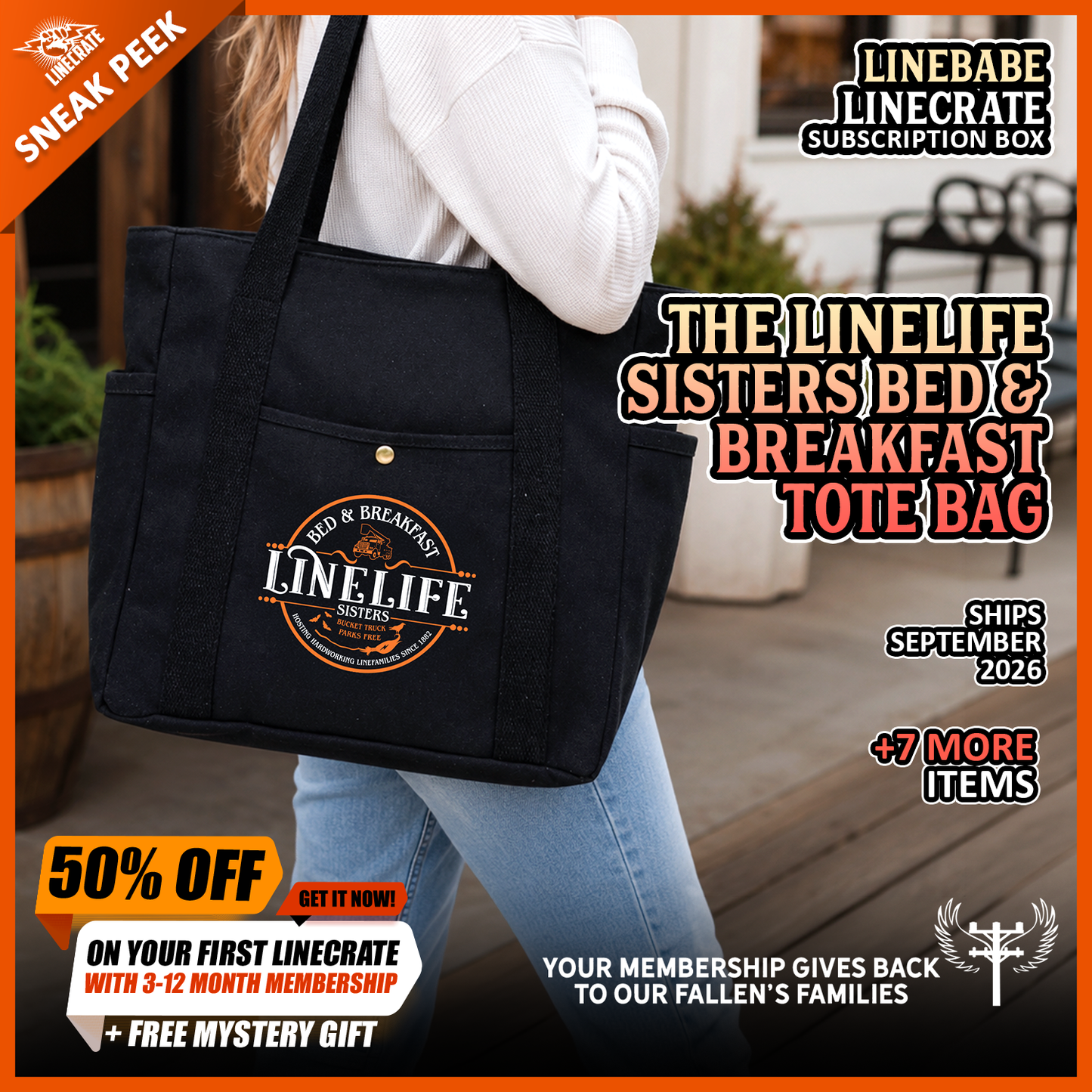 LINEBABE LINECRATE SUBSCRIPTION BOX - Sneak peek -   LineLife Sisters Bed & Breakfast Tote Bag