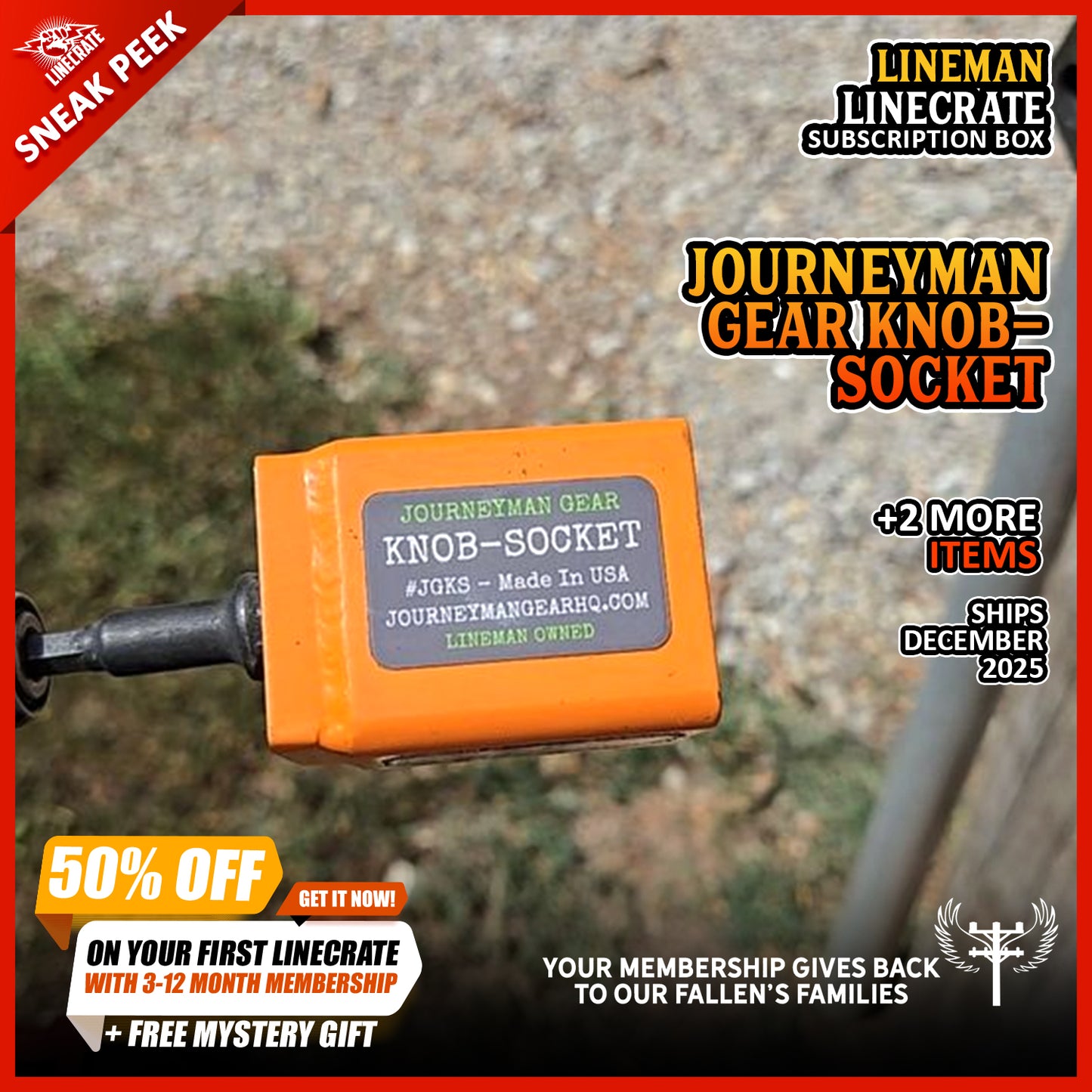 LINEMAN LINECRATE SUBSCRIPTION BOX - Journeyman Gear Knob–Socket Sneak peek