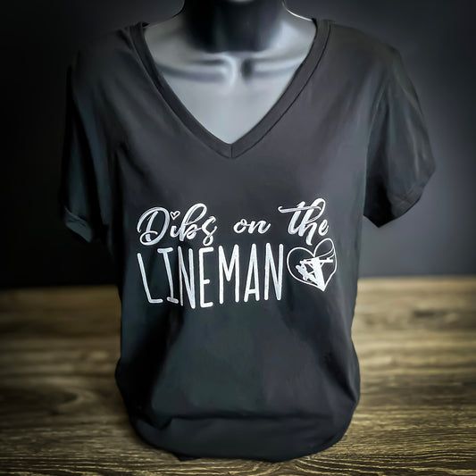 "Dibs On The Lineman" V-Neck Shirt