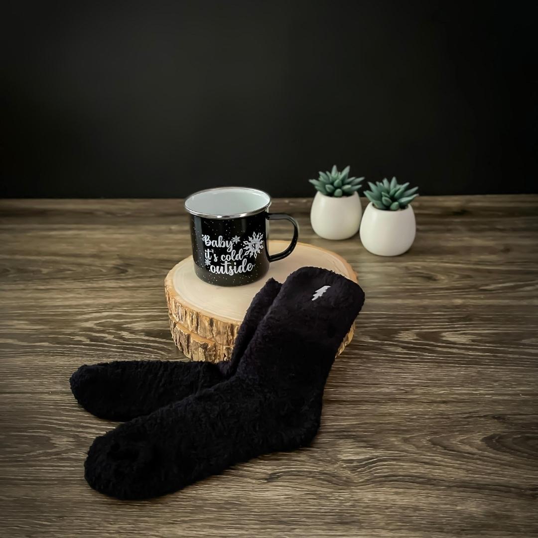 Because Storms LineBabe LineLady fluffy socks and Baby it's cold outside lineman heart enamel mug