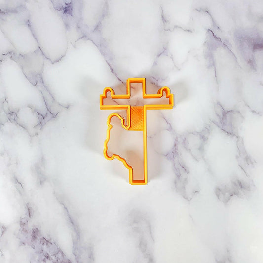 Lineman On Utility Pole Cookie Cutter - USA Made on Countertop