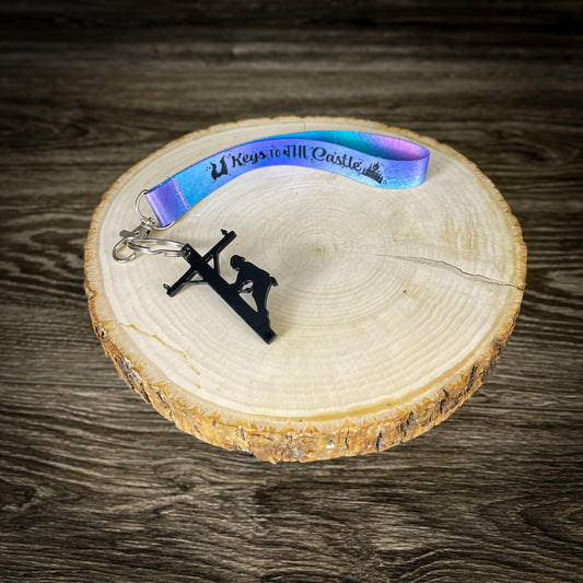 I Rule This Castle LineBabe LineLady lineman Keychain with lanyard