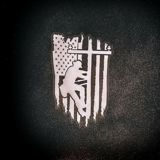 Lineman Flag Car Decal