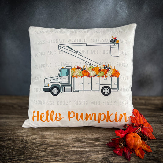 Fall Pillow Cover - Bucket Truck Filled With Pumpkins