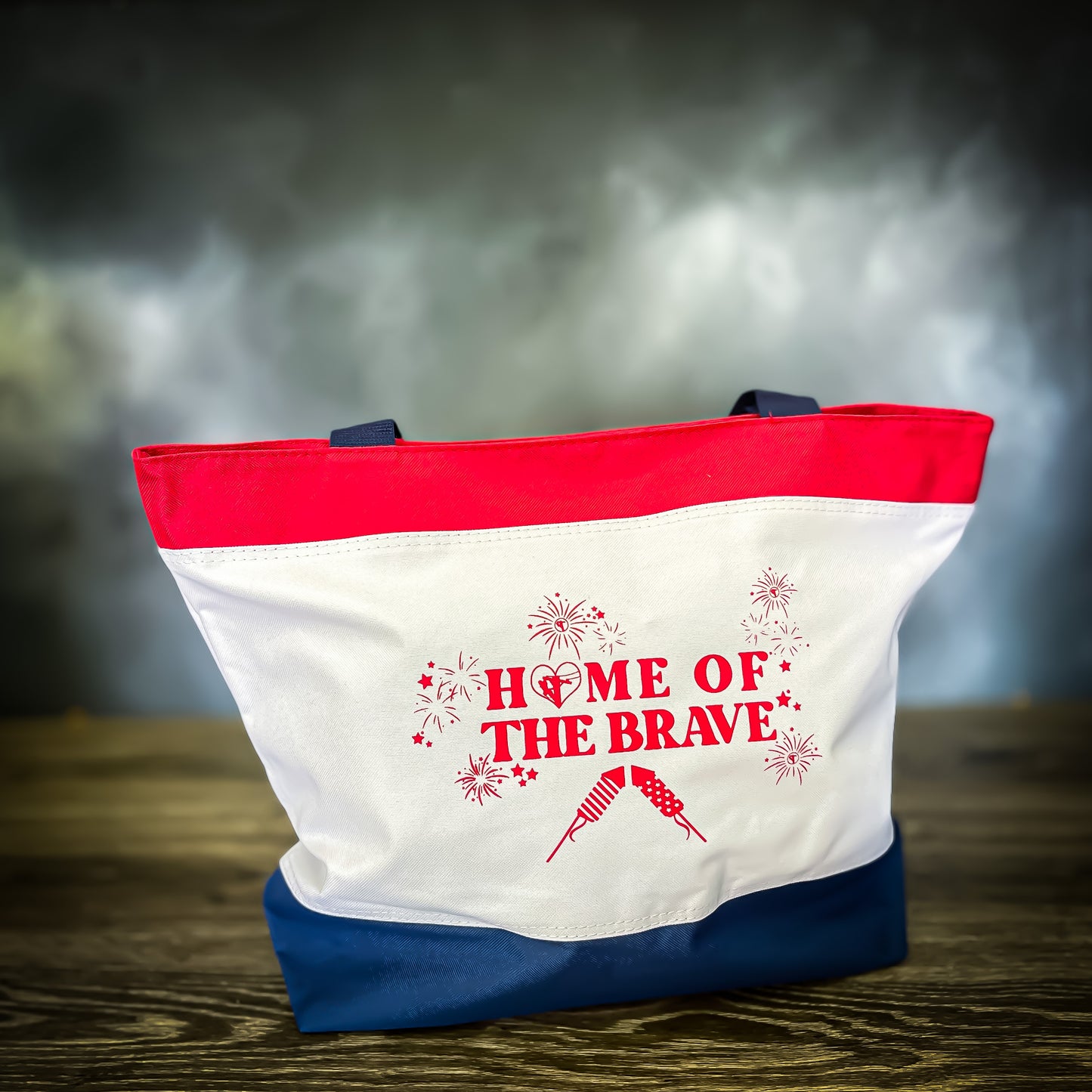 LineLady Red, White & Blue Tote Bag "Home Of The Brave"